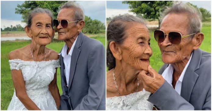 Casal cumpre 65 anos de casados e revive a festa de casamento com uma adorável sessão de fotos
