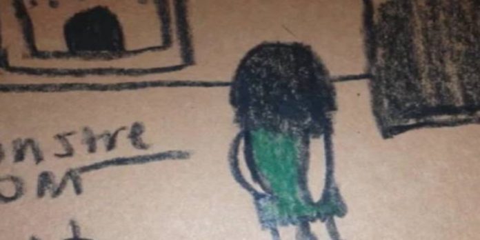 Com apenas 6 anos menino diz aos pais que vê criatura no quarto, pai pediu para ele desenhar o que via