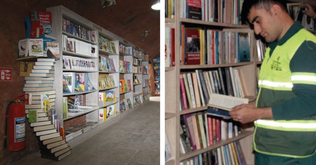Trabalhadores do lixo criam uma biblioteca de livros descartados